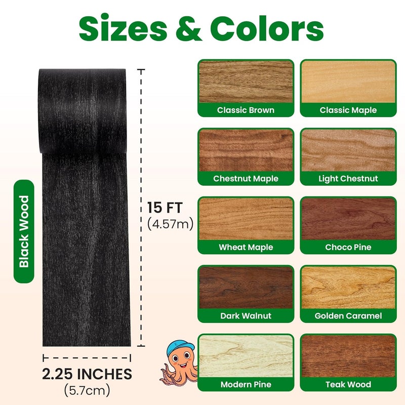 ECOHomes Wood Grain Repair Tape - Self Adhesive Brown Wood Colored Tape for Furniture Repair | Peel & Stick Veneer Strips Trim, Woodgrain Duct Tape for Furniture, Vinyl Floor, Door Patch Kit (Black) - Image 5